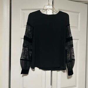 LOFT Black Lace Sleeve Blouse